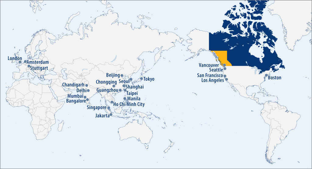 Bureaux de représentation de Trade and Invest BC