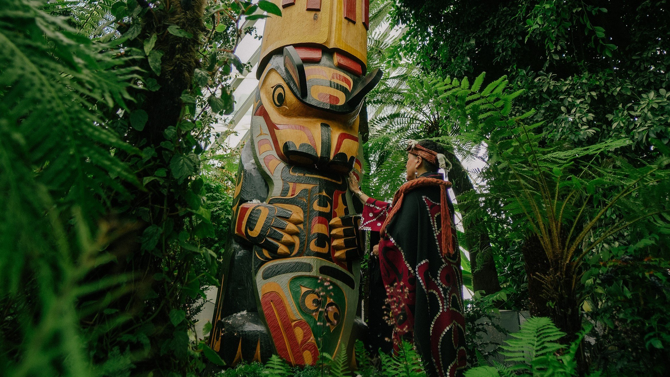 British Columbia Totem Pole carved by Western Red Cedar and displayed in Singapore.