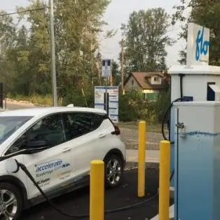 Electric car recharging.
