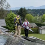 Hakai Energy Solutions workers installing clean energy infrastructure.