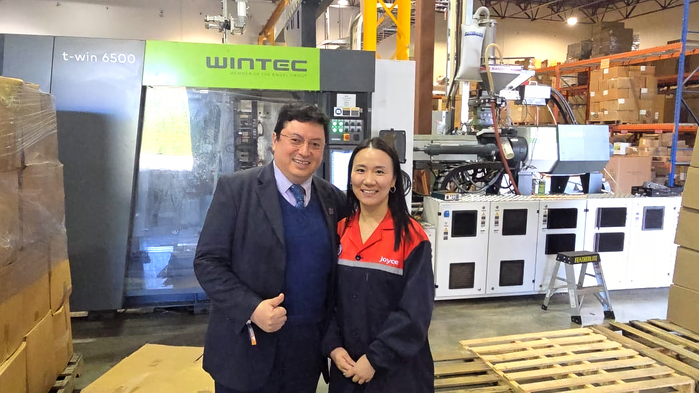 Luis Gerardo Hernández Madrigal (left), Consul General of Mexico in Vancouver, toured Newton Industries in 2025 and later invited Joyce Tang (right), CEO of Newton Industries, to participate in a trade mission to Mexico.