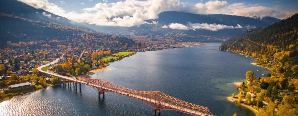 Nelson BC Aerial - bridge and lake.