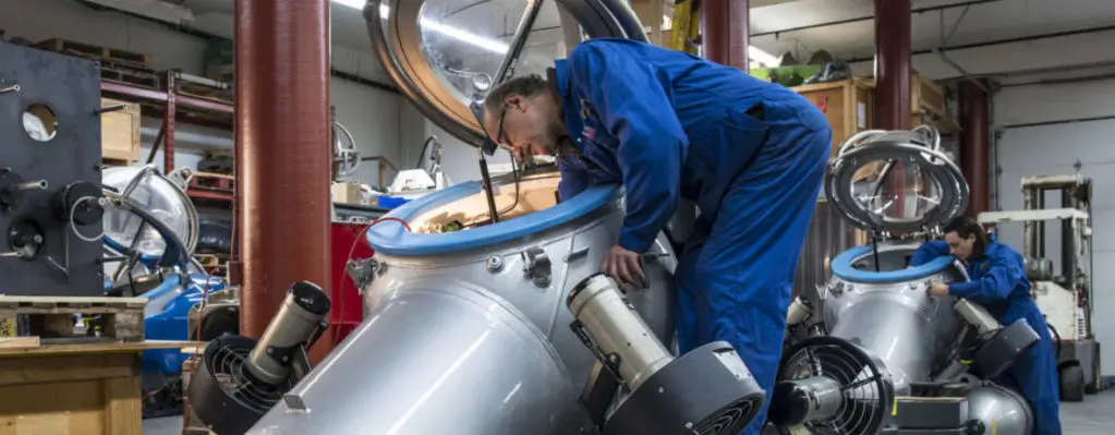 Employee Working on Marine Technology