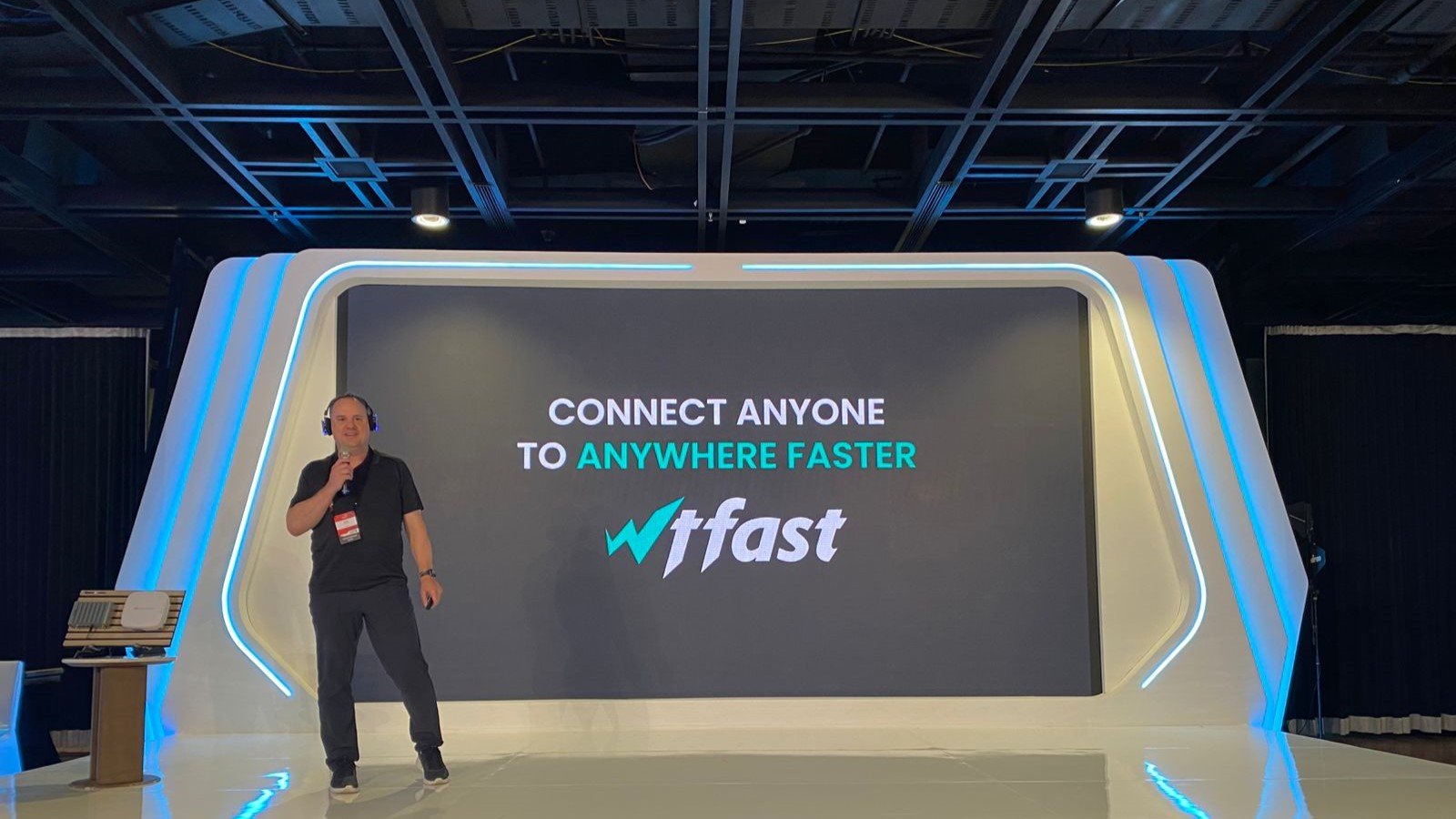 WTFast presenting at an event.