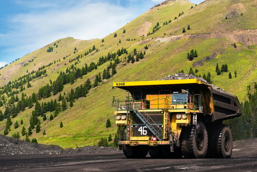 A Teck Resources haul truck operates at a mine near Fernie, British Columbia, highlighting the province’s critical minerals and natural resource sector.