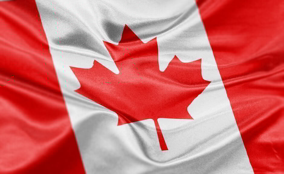 Digital render of waving Canada Flag