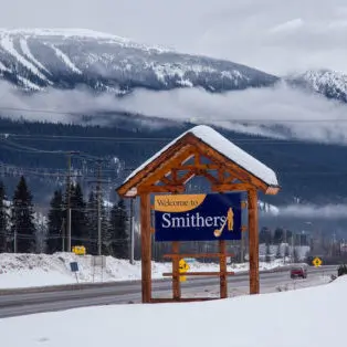 Welcome to Smithers road sign.