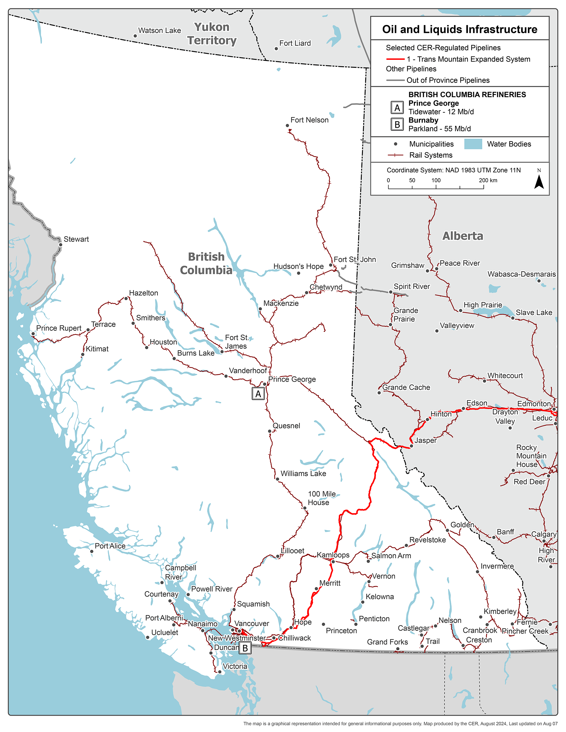 Trade & Invest BC Infrastructure Map - Oil & Liquids