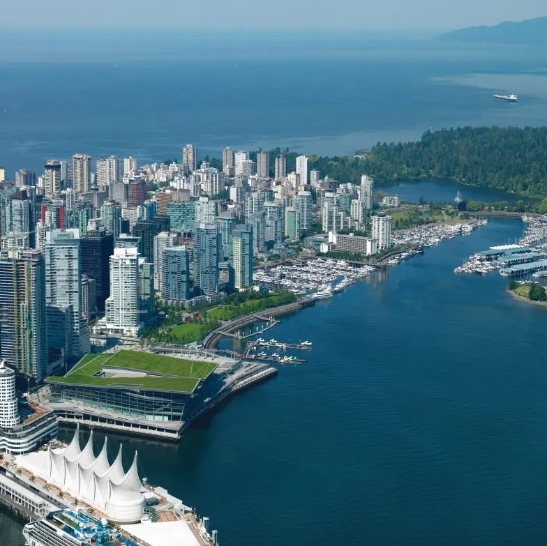 Overhead view of Vancouver skyline