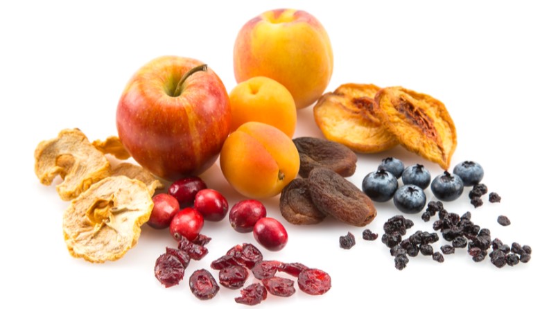 A variety of fresh and dried B.C. fruit on display.