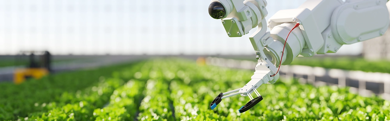 Smart agriculture - farm robotics technology concept
