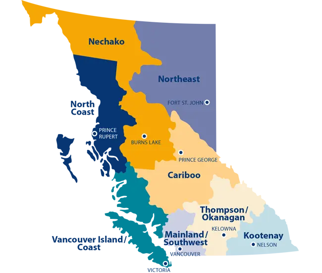 Map of BC with Regions