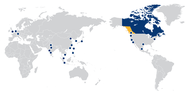 Trade and Invest BC has representative offices in 26 locations. Our team facilitates trade, foreign direct investment, and other investment opportunities, providing insights into doing business in B.C., Canada, and exporting from British Columbia to key markets.